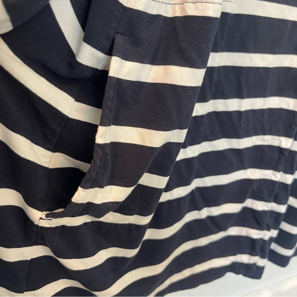 J.Jill WearEver Blue White Striped Lightweight Cardigan Duster Size Medium - Picture 7 of 9